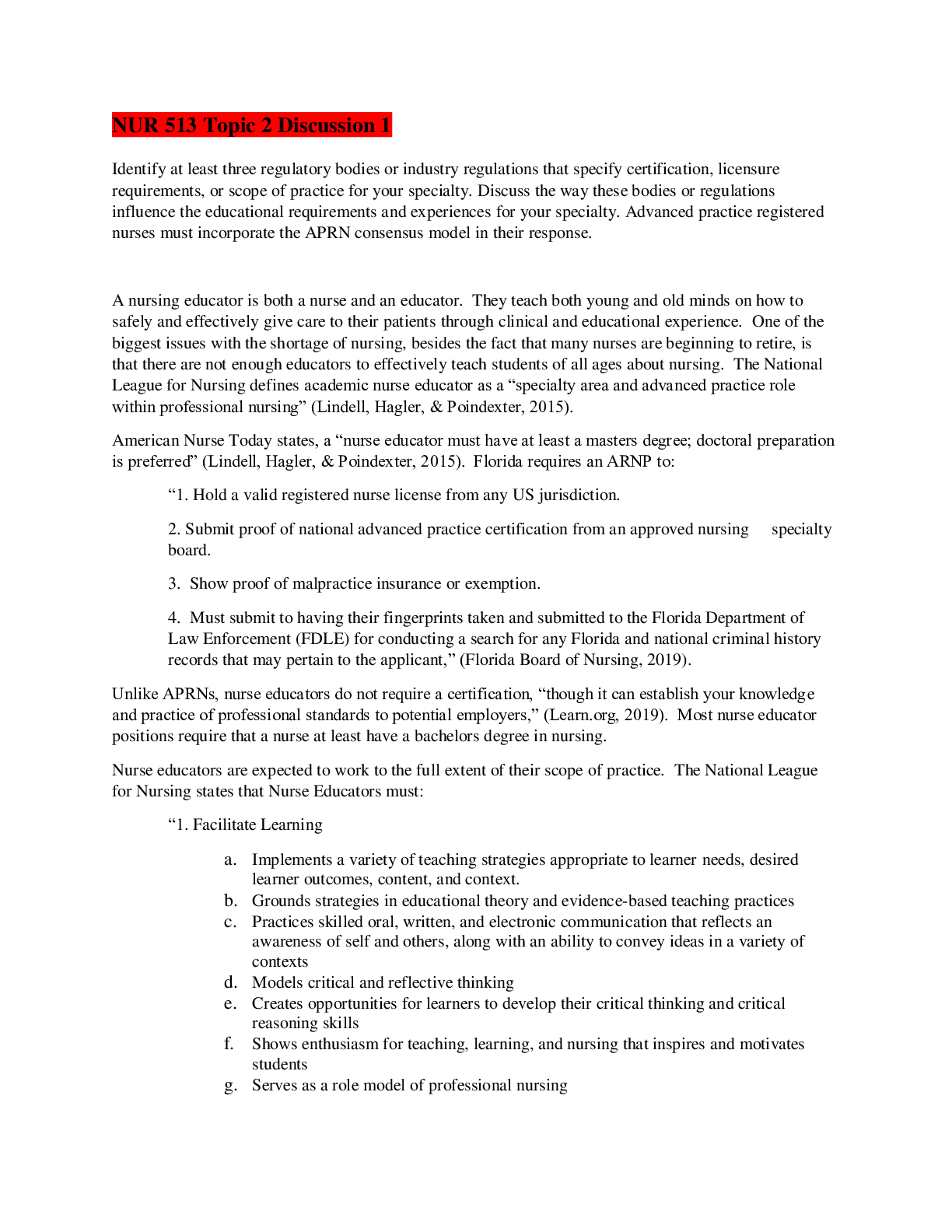 Preview image for NUR 513 Topic 2 Discussion 1 Latest Update (Complete Solutions)